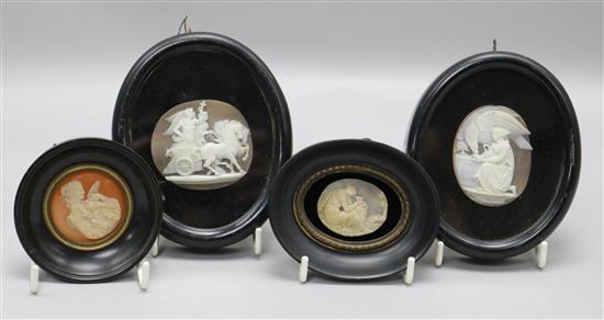 Four 19th Century shell cameos